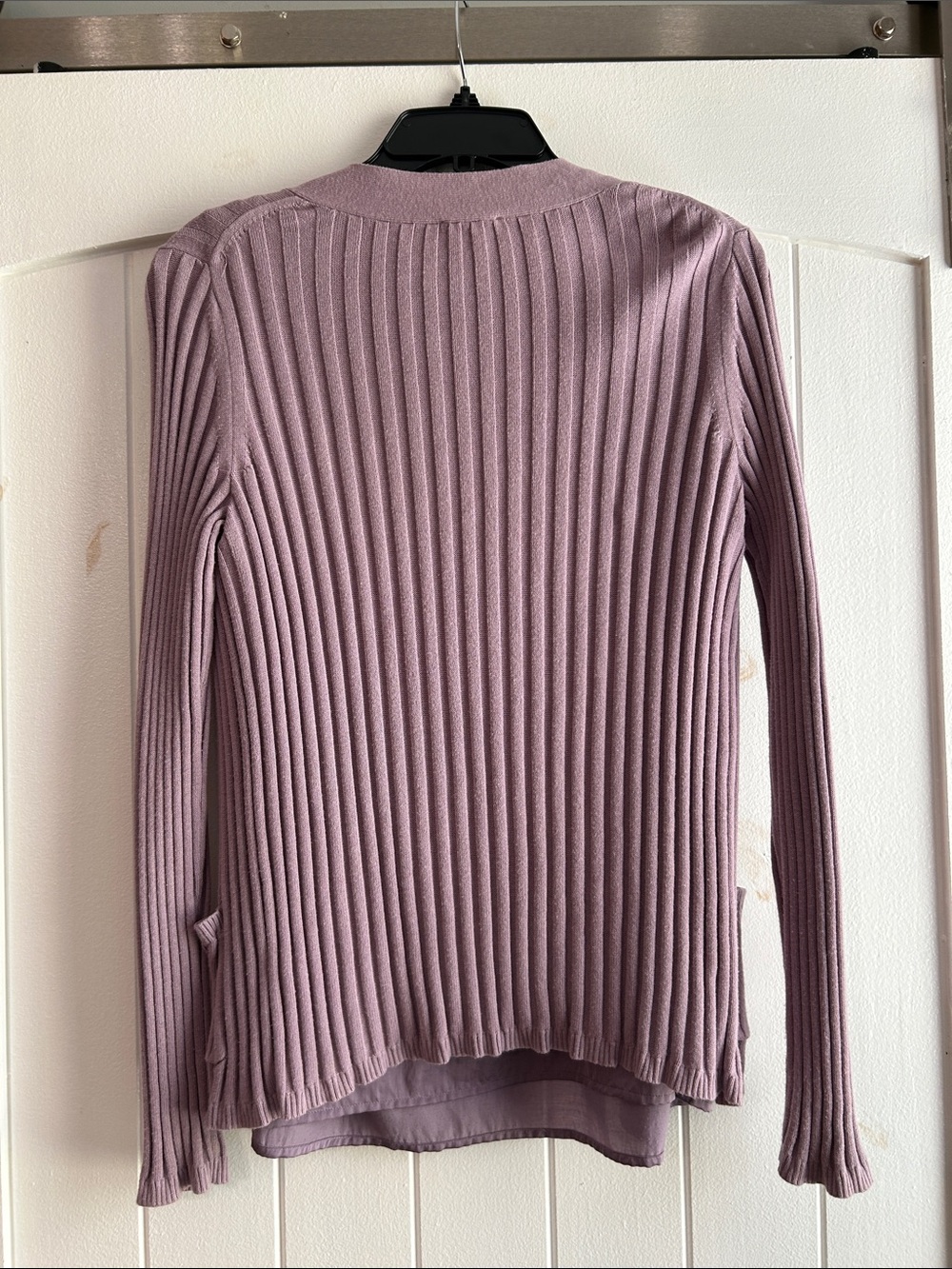 Talbots Dusty Lavender Ribbed Button Cardigan - Picture 2 of 8